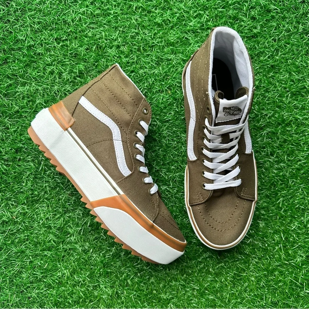 Vans Sk8 Hi Tapered Canvas Dark Olive Platform - Picture 10 of 11